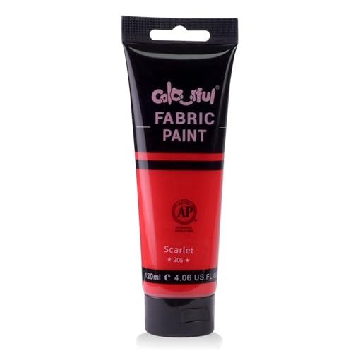 Colorful Permanent Fabric Paint for Furniture, 4 oz (120 ml) Fabric Paint for Clothes, Soft Rich Pigment Non-Toxic Textile Paint for Fabric DIY Crafts T-shirts Shoes Jeans DIY for Adult - color: Scarlet, size: 4 Fl Oz (Pack of 1)