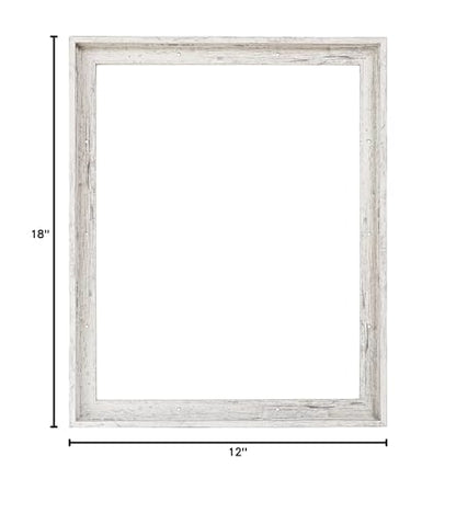 Combo Pack: Floater Frame + 12x18 inch Stretched Canvas for Painting, 1-3/8" Thick Frame + 3/4" Deep Blank Canvas with 12oz Primed 100% Cotton Canvas Fabric (Distressed White, 12 x 18 inch) - color: Distressed White, size: 12 x 18 inch