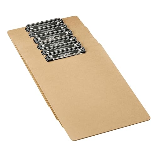 Amazon Basics Hardboard Office Clipboard, Low-Profile, Letter Size, 9" x 12.5", Brown, 6-Pack - size: 6-Pack