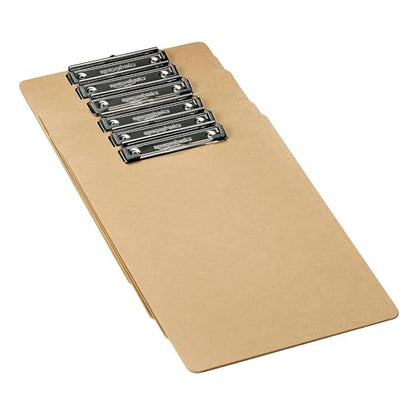 Amazon Basics Hardboard Office Clipboard, Low-Profile, Letter Size, 9" x 12.5", Brown, 6-Pack - size: 6-Pack