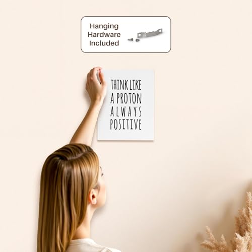 3dRose Think like a proton always positive. Black letters on white background Museum Grade Canvas Wrap 8x10 - size: 8"L x 10"W