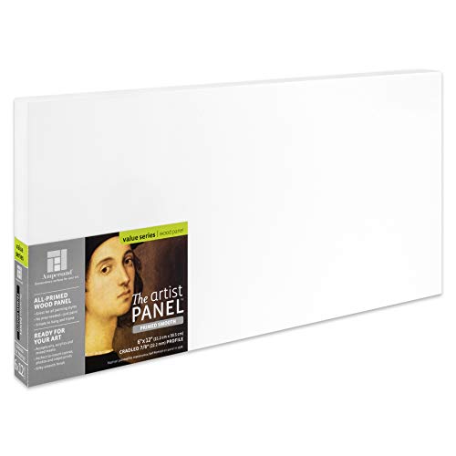 Ampersand Art Supply Primed Smooth Artist Panel | 6" x 12" | 7/8" Cradled Profile | Gessoed Wood Painting Panel for Oil, Acrylic & Mixed Media | Canvas Board & Wood Panel Alternative - color: 7/8" Cradled Profile, size: 6" x 12"
