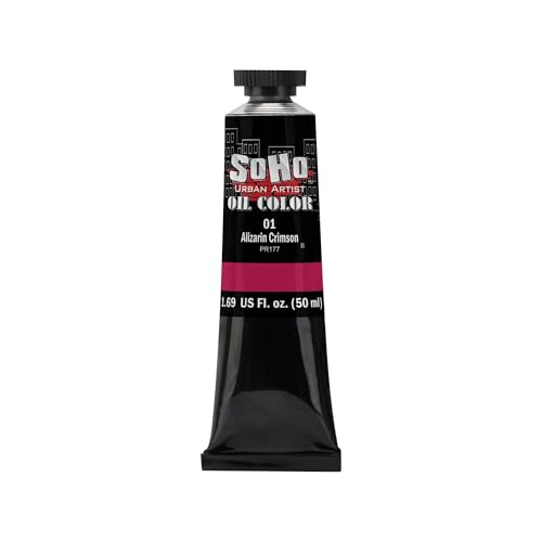 Soho Urban Artist Oil Paint - Alizarin Crimson, 50 ml Tube - Best Valued Oil Colors for Painting, Excellent Pigment Load - color: Alizarin Crimson, size: 1.69 Fl Oz (Pack of 1)