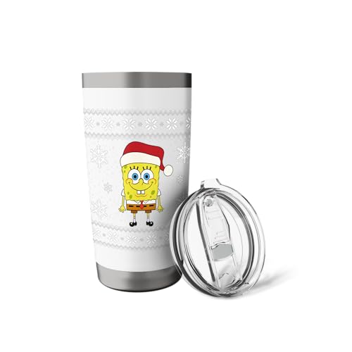Spongebob SquarePants Holiday Christmas Graphic Stainless Steel Insulated Tumbler - color: White