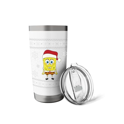 Spongebob SquarePants Holiday Christmas Graphic Stainless Steel Insulated Tumbler - color: White