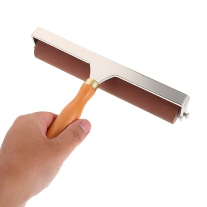 Luxshiny Rubber Brayers Printing Roller Set 20cm with Wood Handle Soft Rubber Ink Rollers for Printmaking and Stamping Crafts Artists and Woodworkers
