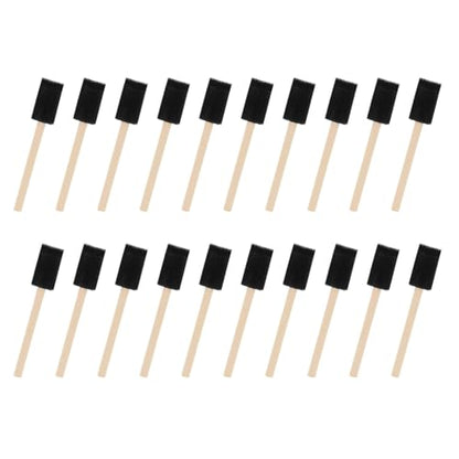 Twenty Pcs Sponge Paint Brush Set Assorted Sizes Wood Handle Foam Brushes for Painting Staining Varnish Craft - size: 2.5cm diameter