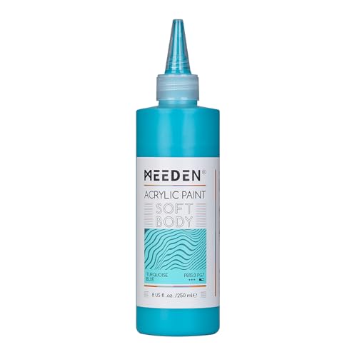 MEEDEN Turquoise Blue Acrylic Paint: Matte Finish 250ml/8.45oz Soft Body Bulk Acrylic Colors in Matte Finish - Fluid Flow Art Paints for Artists Canvas Painting - color: Turquoise Blue