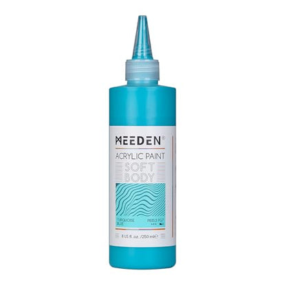 MEEDEN Turquoise Blue Acrylic Paint: Matte Finish 250ml/8.45oz Soft Body Bulk Acrylic Colors in Matte Finish - Fluid Flow Art Paints for Artists Canvas Painting - color: Turquoise Blue