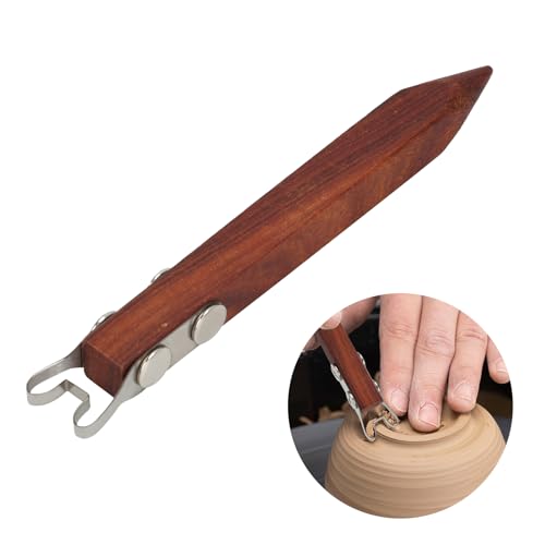Pottery Trimming Tool for Clay & Ceramics Bottom Foot, Clay Wheel Throwing Carving Scraper, Stainless Steel Shapers with Red Sandalwood Handle – Ideal for Bowl, Cup & Vase Base Trimming (4mm Width) - color: 4mm Width