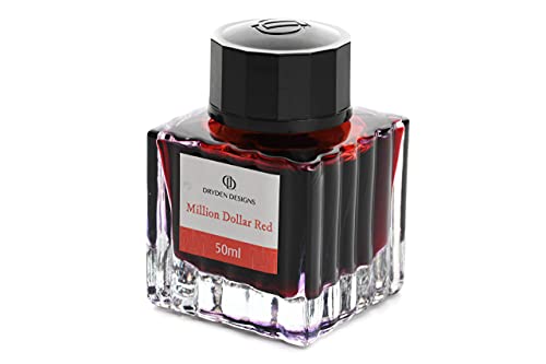 Dryden Designs Ink Bottle for Fountain Pen | Luxury Edition, Smooth Flow, Compact Designed 50ml Million Dollar Red - color: Red [Million Dollar Red] Ink Bottle
