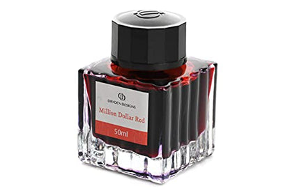 Dryden Designs Ink Bottle for Fountain Pen | Luxury Edition, Smooth Flow, Compact Designed 50ml Million Dollar Red - color: Red [Million Dollar Red] Ink Bottle