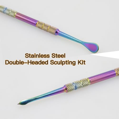 Joyangy 3PCS Wax Carving Tools, Stainless Steel Double-Headed Sculpting Kit, 4.6" Wax Modeling Engraving Spoons for Clay Pottery Molding Shaping, Rainbow - size: 3 Pack(Rainbow)