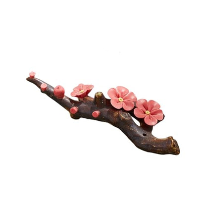 Ceramic Brush Holder Flower Brush Pen Rest Paperweight for Handwritting Practice Inks Painting - color: White Plum Blossom Pen Holder, size: 16*9*4CM