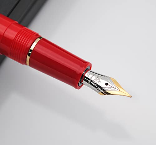 JINHAO 82 Fountain Pen with Gold Clip (F Nib 0.5mm, Red) - color: Red