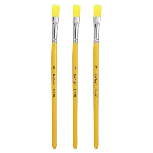 MECCANIXITY 3Pcs Watercolor Paint Brushes, 13# 2cm / 0.79" Fine Details Paint Brush for Acrylic Painting Gouache Face Nail Art Canvas, Yellow - color: Yellow, size: 13#