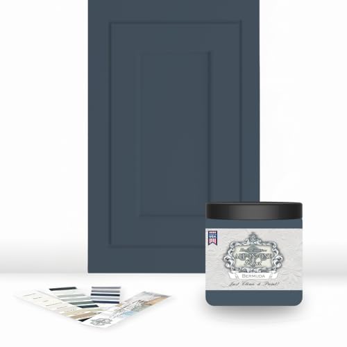 ALL-IN-ONE Paint by Heirloom Traditions, Bermuda (Blue Gray), 8oz Sample - Durable cabinet and furniture paint. Built in primer and top coat, no sanding needed. Includes our 30 featured color card. - color: Bermuda, size: 8 Fl Oz (Pack of 1)