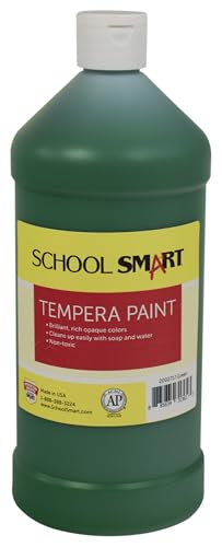 School Smart Tempera Paint, Green, 1 Quart Bottle - color: Green