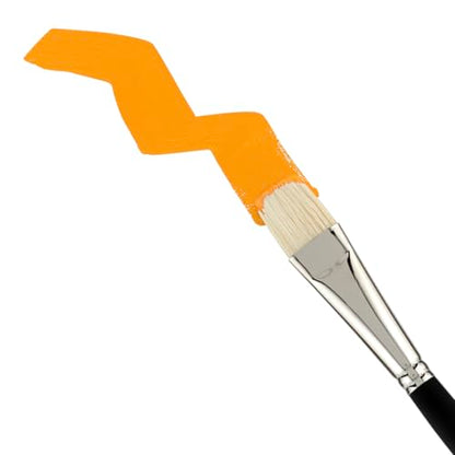 Creative Mark Pro Stroke Premium White Chungking Hog Bristle Artist Paint Brush - Flat # 8 - Natural Bristle Brush w/Great Control Suitable for Oils, Watercolors, Acrylics, Alkyds, Caseins - size: 8