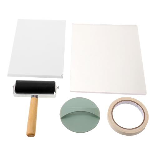 JEWEDECO Reusable Gel Plate Printing Kit for Monoprinting with Manual Roller Tool, Baren, Tape, and Printing Paper, Compatible with Water-Based Paints, Beginner-Friendly for DIY Journaling