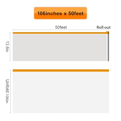 106inch x 50ft Pre-Taped Masking Film (6 Rolls) - Floor to Ceiling Wall Protection - 2-in-1 Painters Tape & Drape for Car Spraying & Home Improvement - size: 106in x 50Ft