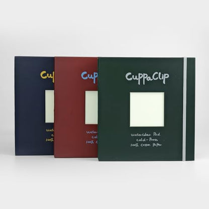 CuppaClip Watercolor Paper Pad Cover Illustration Pure Cotton Pulp Cold Press 300GSM Acid-Free Hardback Watercolor Book (Navy Blue) - color: Navy blue