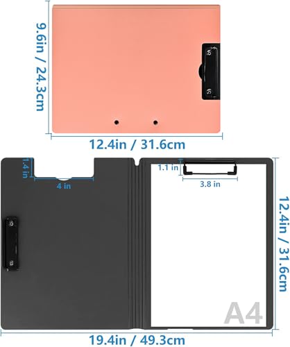 Clipboard Folder, A4 Foldable Clipboards, Office Clipboard Folder with Double Clips Metal Clip, 360 Degree Foldable Storage Clipboards for Office, School or Medical Field, Pink - style: 1Pack- Pink