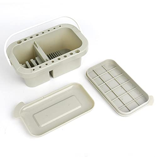 Oil Paint Brush Cleaner with Paint Palette Tray, 16 Hole Paintbrush Holder, Resuable Pain-t Brush Holder, Cleaning Basins, Pain-t Cups with Lids, for Watercolor Painting Cleaning(COLOR:grey)