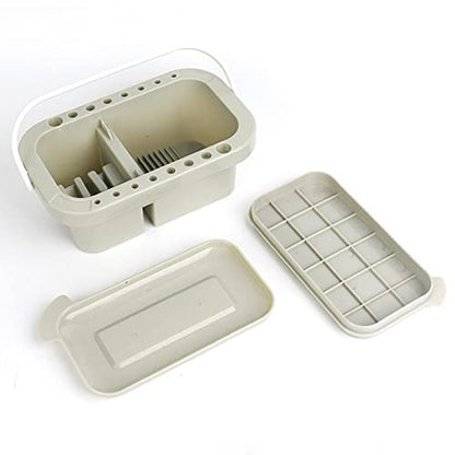 Oil Paint Brush Cleaner with Paint Palette Tray, 16 Hole Paintbrush Holder, Resuable Pain-t Brush Holder, Cleaning Basins, Pain-t Cups with Lids, for Watercolor Painting Cleaning(COLOR:grey)