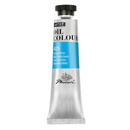 PHOENIX Cerulean Blue Hue Oil Paint - 40ml / 1.35 Fl oz. Single Tube - Artist Quality Oil Based Paint for Professionals - color: Cerulean Blue Hue