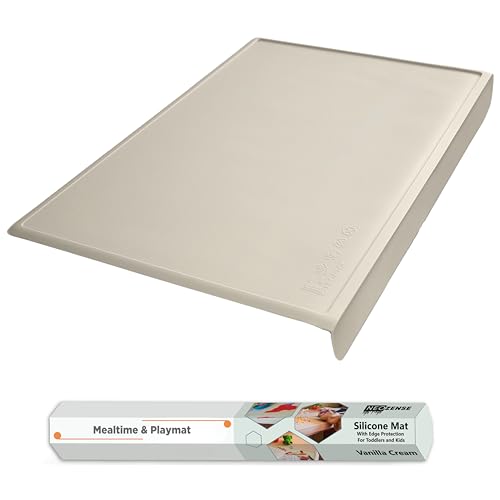 Silicone Placemats for Toddlers & Kids with Angle-Protective Safety Edge – Baby Placemats for Restaurants & Dining Table – Non-Slip & BPA-Free Food Mat – 1.5mm Thick, 18"x12", Vanilla Cream - color: Vanilla Cream, size: 18"L x 12"W