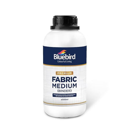 BLUEBIRD Fabric Medium - Textile Medium for Fabric Painting, Prevents Flaking, Ideal for Clothes, Accessories, and More (16.9 Fl Oz / 500 ML) - size: 16.9 Fl Oz (Pack of 1)
