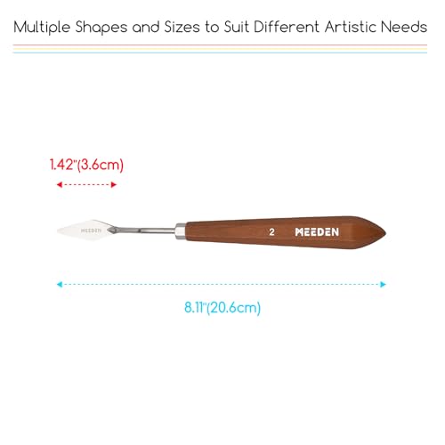 MEEDEN Artist Palette Painting Knife: 8.11" Flexible Stainless Steel Art Pallet Scraper Knife with Wood Handle for Oil, Acrylic, Color Mixing, #2 - style: #2