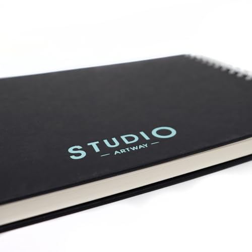 Artway Studio – Spiral Bound A3 Mixed Media Sketchbook – Landscape - 60 Sides/30 Pages of 240gsm Multimedia Paper – Black Hardback Sketchbook, White