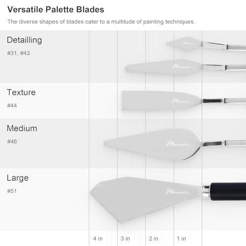 PHOENIX Flexible Palette Knife Set - 5 Pieces Stainless Steel Painting Knives, Art Knife with Wood Handle, Paint Spatula for Oil Acrylic Paint - Painting Tools for Artists
