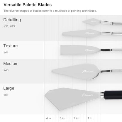 PHOENIX Flexible Palette Knife Set - 5 Pieces Stainless Steel Painting Knives, Art Knife with Wood Handle, Paint Spatula for Oil Acrylic Paint - Painting Tools for Artists