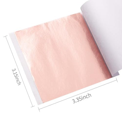 KINNO 100 Sheets Imitation Gold Foil Sheets - Flesh Pink Metallic Leaf for Arts, Sculpture, Gilding, Nails, Handcrafts, Picture Frames, Paintings, Furniture, Wall, 3.15 by 3.35 Inches - color: Salmon