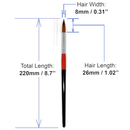 Size #10 Pointed Round Paint Brush, Pack of 12, Premium Quality Synthetic Hair for Acrylic Watercolor Oil Gouache Painting by Students, Professionals and Artists - size: Size #10 Pointed Round (12 PCS)