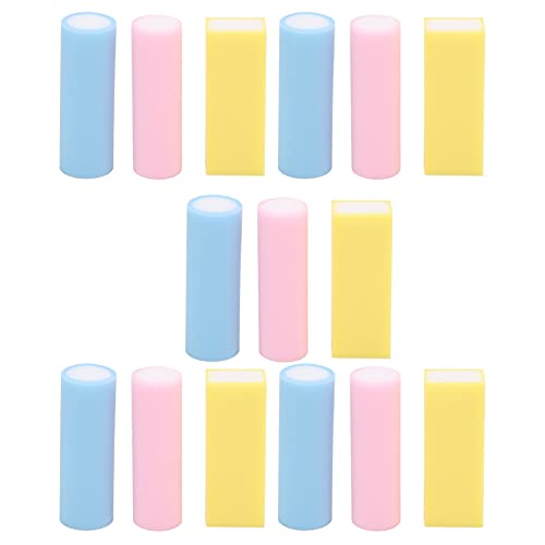 15pcs Rubber Stamps DIY Carving Blocks, Mini Cylindrical & Square Column, 3 Colors (Pink, Blue, Yellow) - Soft PVC for Easy Engraving, Signature Sculpture & Creative Craf