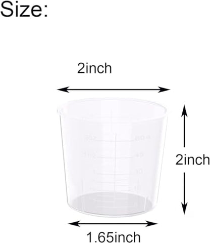 30 Pack 2 Ounce Plastic Graduated Cups | 60 ml Transparent Scale Cups with 30 Pcs Wooden Stirring Sticks for Mixing Paint, Epoxy, Resin - size: 2 OZ (Pack of 30)