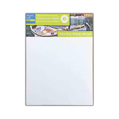 Artist's Loft 9" x 12" Level 3 Gallery Wrapped Heavy Duty Canvas - Archival, Acid Free Cotton Canvas for Paint, Acrylic, & Oils - Bulk 12 Pack - size: 9\ x 12\