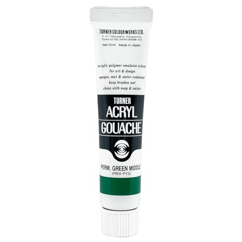 Turner Colour Works Acryl Gouache Artist Acrylic Paint - Single 20 ml Tube - Permanent Green Middle - color: Permanent Green Middle, size: 0.7 Fl Oz (Pack of 1)