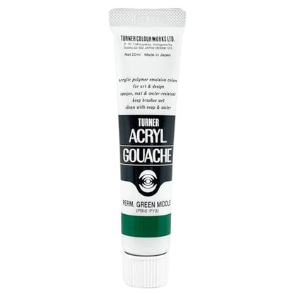 Turner Colour Works Acryl Gouache Artist Acrylic Paint - Single 20 ml Tube - Permanent Green Middle - color: Permanent Green Middle, size: 0.7 Fl Oz (Pack of 1)