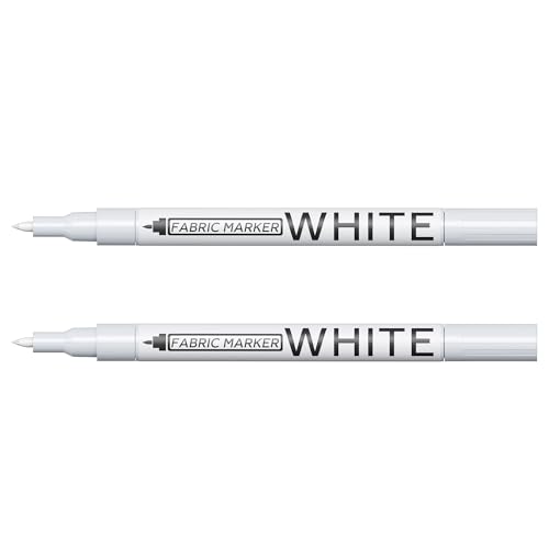 Gain-Art White Fabric Marker Pen, 0.7mm Fine Tip for Stain Cover on Clothes, DIY Art & Permanent Marking on Shoes/Leather - 2 Pack