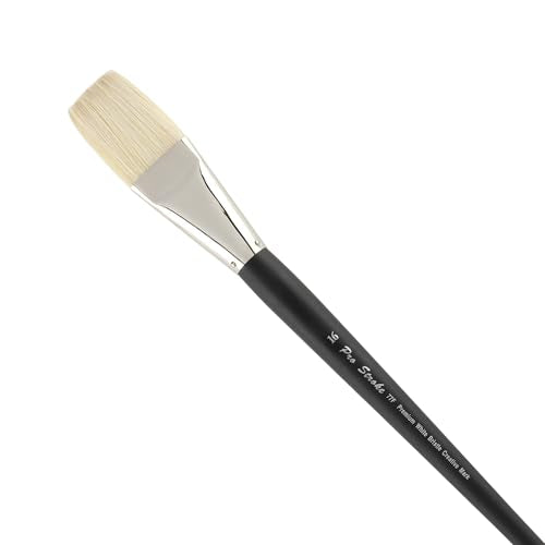Creative Mark Pro Stroke Premium White Chungking Hog Bristle Artist Paint Brush - Flat # 16 - Natural Bristle Brush w/Great Control Suitable for Oils, Watercolors, Acrylics, Alkyds, Caseins - size: 16