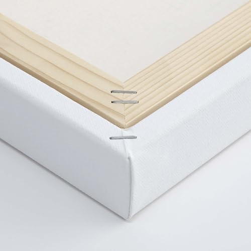 The Edge Eco-Friendly Recycled Cotton Stretched Canvas for Painting - 18x24 Box of 3 - Medium-Textured, Triple Acrylic Primed All Media Painting Canvas, 320gsm, 1-1/2 in. Deep Pine Stretchers - size: 18"x24"