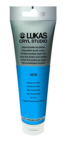 Lukas CRYL Studio Artist Acrylic Paint, Fluorescent Blue, 125 ml Tube - High Pigment Acrylic Paints for Canvas Painting, Large Scale Works - Medium-Viscosity, Water-Mixable, Fast Drying - color: Fluorescent Blue, size: 4.23 Fl Oz (Pack of 1)