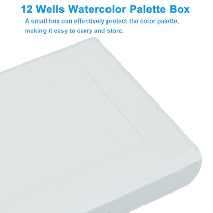 Piutouyar Portable Paint Palette Box, 12 Wells Watercolor Folding Palette Box with Lid for Watercolor