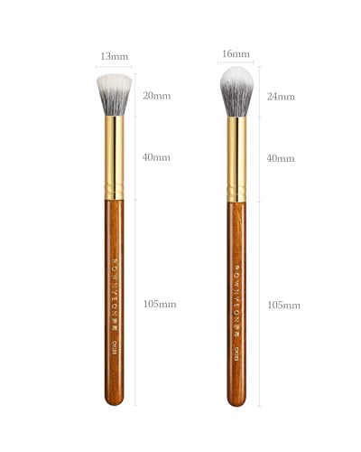 Desert Oak Series Powder Cheek Duo Brush Set - CM 188 Blush Brush & CM 189 Highlighter Brush of Goat Hair for a Soft-Focus Glow, Bubinga Handle - color: CM-0188+CM-0189, size: 2 Piece