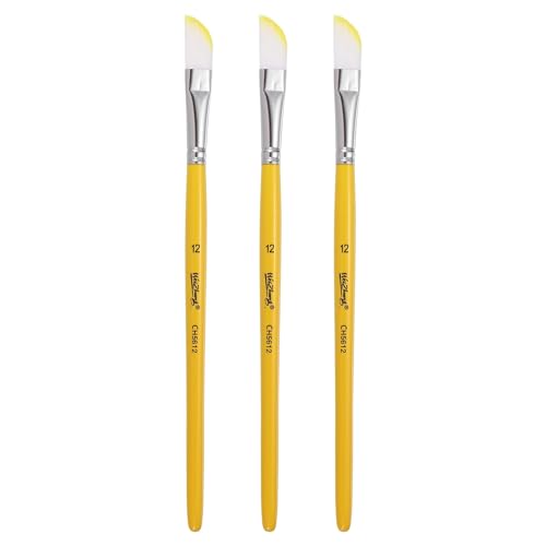 MECCANIXITY 3Pcs Watercolor Paint Brushes, 12# 2.4cm / 0.94" Fine Details Paint Brush for Acrylic Painting Gouache Face Nail Art Canvas, Yellow - color: Yellow, size: 12#